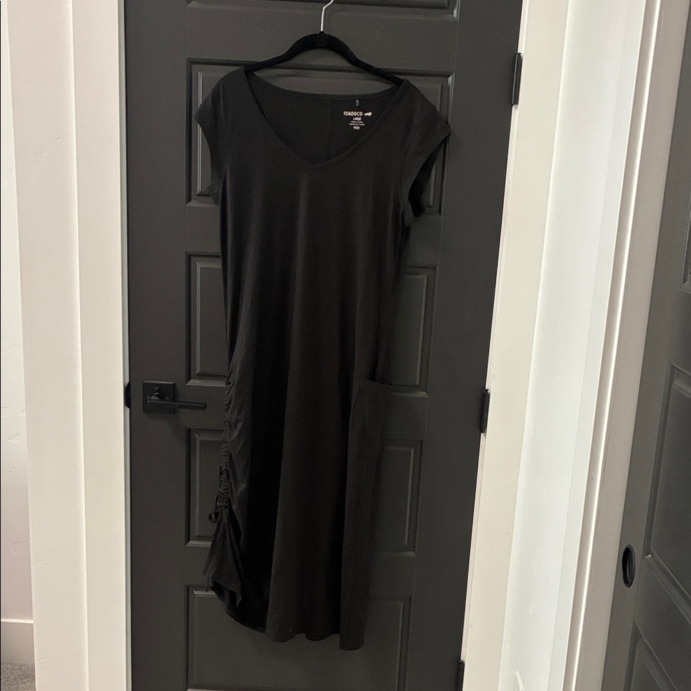 Toad&Co Black Midi Dress with Side Pocket